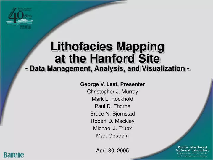 lithofacies mapping at the hanford site data management analysis and visualization