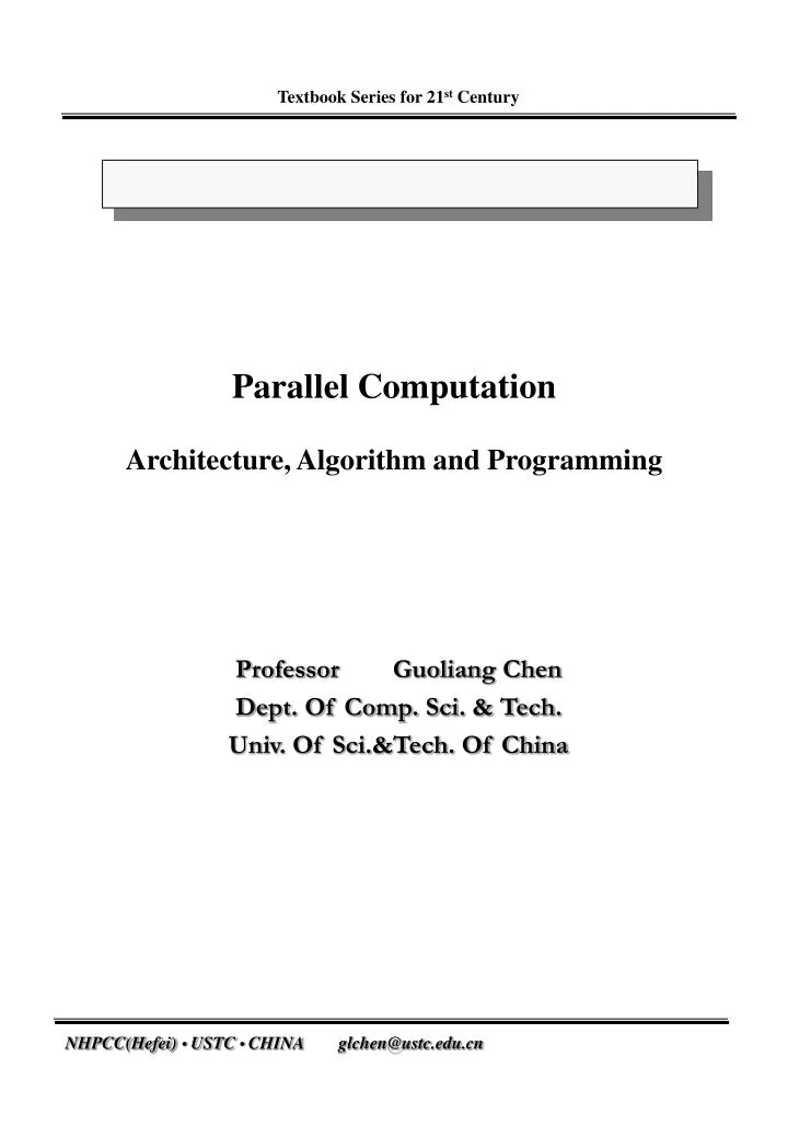 parallel computation architecture algorithm and programming