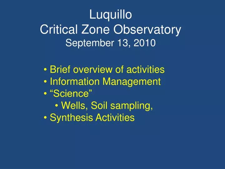 luquillo critical zone observatory september 13 2010