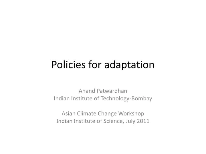 policies for adaptation