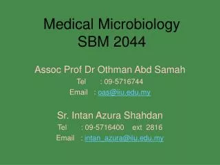Medical Microbiology SBM 2044