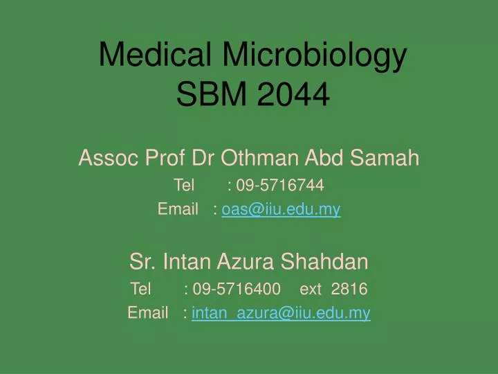 medical microbiology sbm 2044