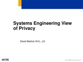 Systems Engineering View of Privacy