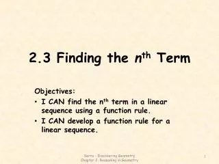 2.3 Finding the n th Term