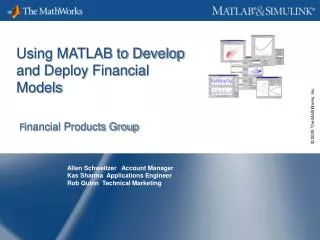 Using MATLAB to Develop and Deploy Financial Models