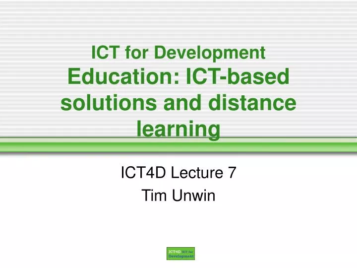 ict for development education ict based solutions and distance learning