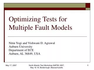 Optimizing Tests for Multiple Fault Models