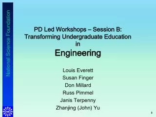 PD Led Workshops – Session B: Transforming Undergraduate Education in Engineering