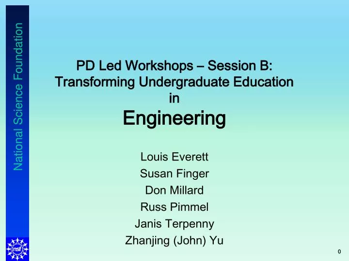 pd led workshops session b transforming undergraduate education in engineering