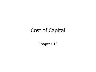 Cost of Capital