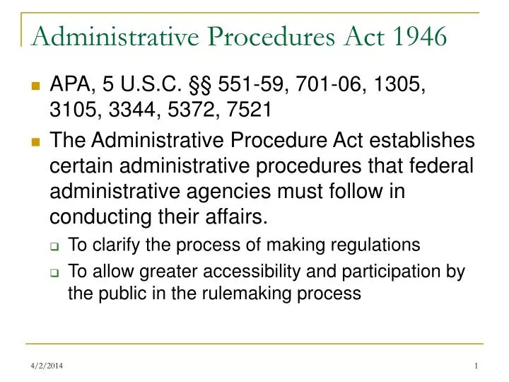 administrative procedures act 1946