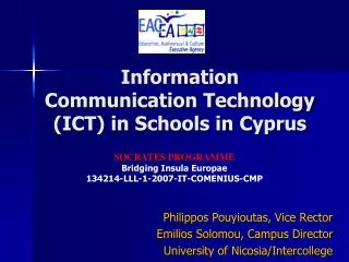 Information Communication Technology (ICT) in Schools in Cyprus