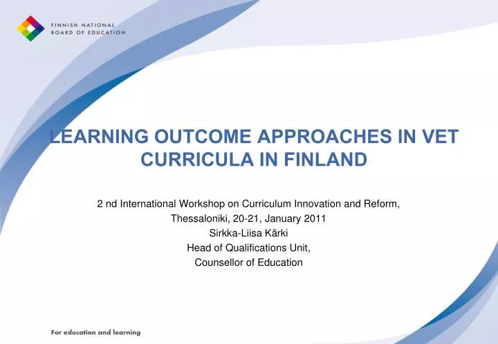 learning outcome approaches in vet curricula in finland