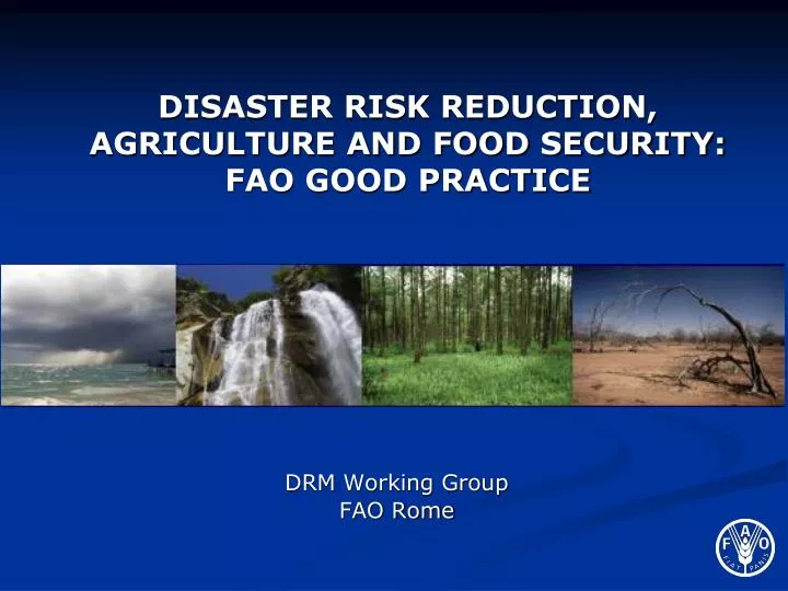 disaster risk reduction agriculture and food security fao good practice
