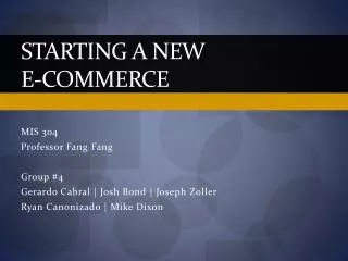 Starting a New E-Commerce