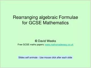 Rearranging algebraic Formulae for GCSE Mathematics