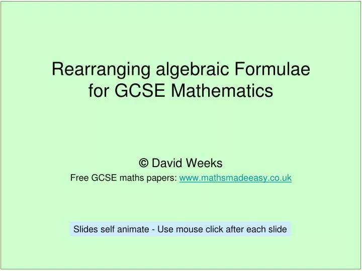 rearranging algebraic formulae for gcse mathematics