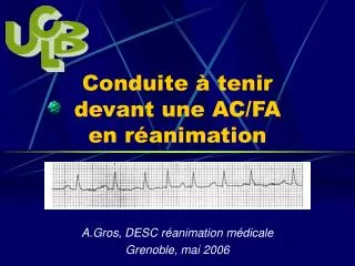 conduite tenir devant une ac fa en r animation