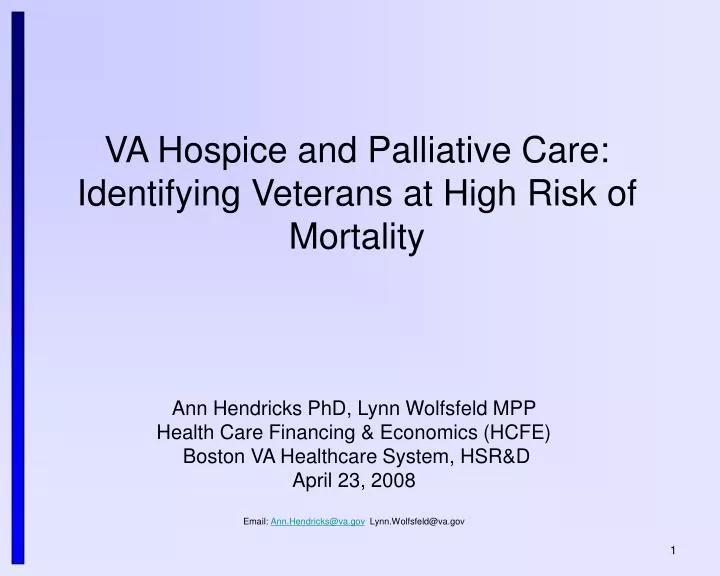 va hospice and palliative care identifying veterans at high risk of mortality