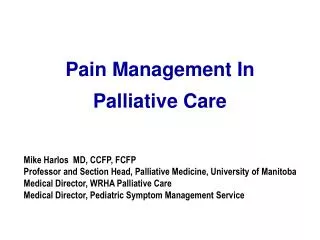 Pain Management In Palliative Care