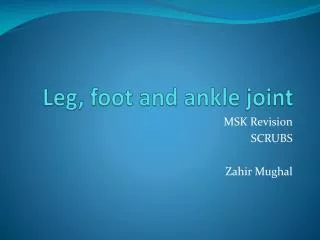 Leg, foot and ankle joint