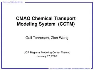 CMAQ Chemical Transport Modeling System (CCTM)