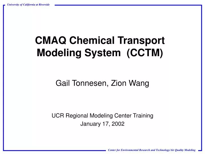 cmaq chemical transport modeling system cctm