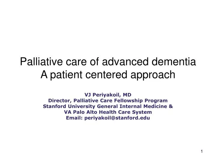 palliative care of advanced dementia a patient centered approach