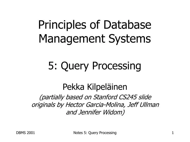 principles of database management systems 5 query processing