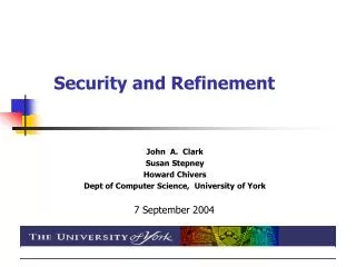 Security and Refinement
