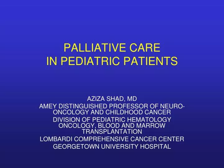 palliative care in pediatric patients