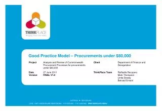 Good Practice Model – Procurements under $80,000