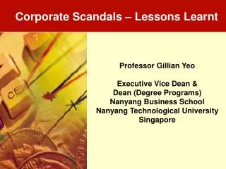 Corporate Scandals – Lessons Learnt
