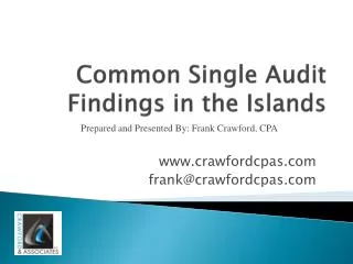 Common Single Audit Findings in the Islands