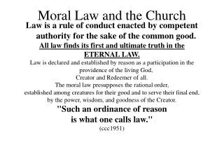 Moral Law and the Church