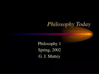 Philosophy Today