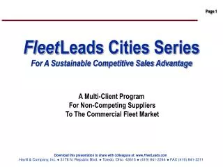 Fleet Leads Cities Series For A Sustainable Competitive Sales Advantage