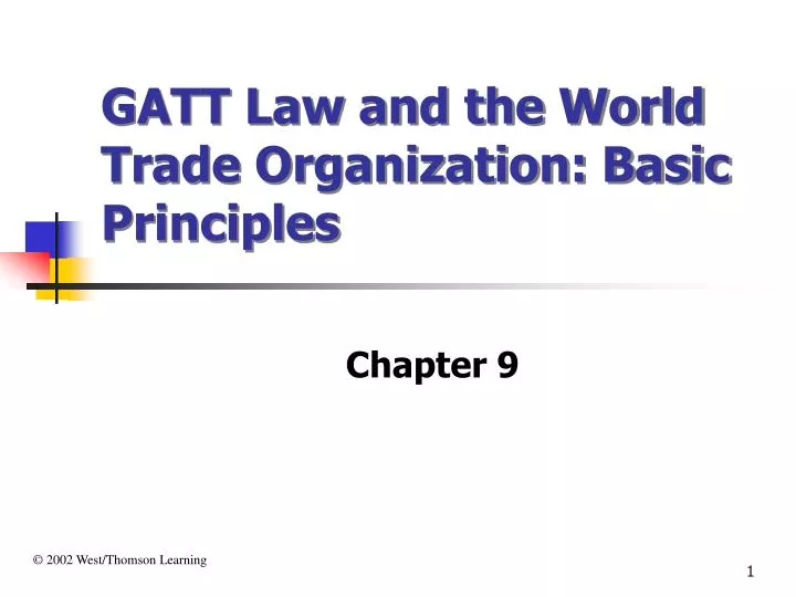 gatt law and the world trade organization basic principles