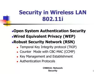 Security in Wireless LAN 802.11i