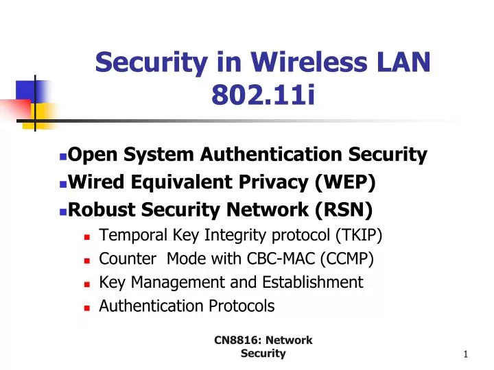 security in wireless lan 802 11i