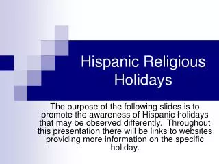 Hispanic Religious Holidays