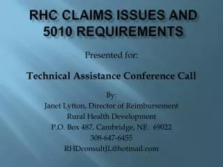 Rhc claims issues and 5010 requirements
