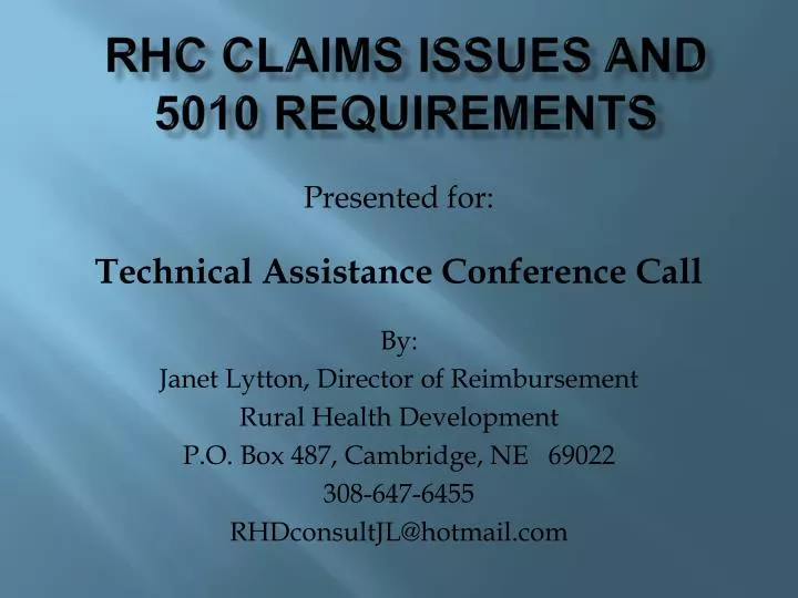 rhc claims issues and 5010 requirements
