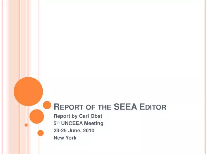 report of the seea editor