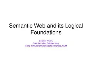 Semantic Web and its Logical Foundations