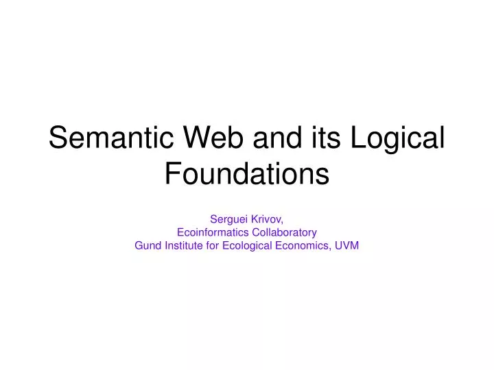 semantic web and its logical foundations