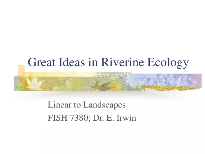 great ideas in riverine ecology