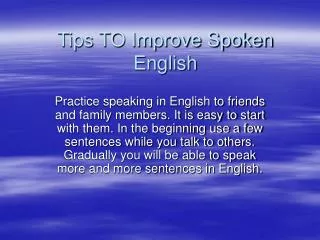 Tips TO Improve Spoken English