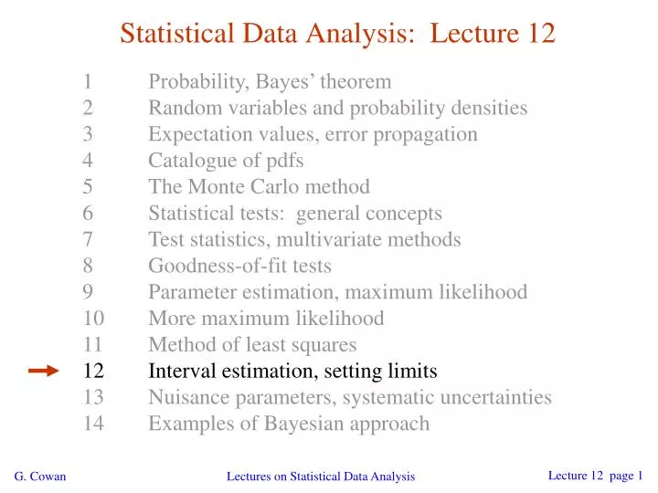statistical data analysis lecture 12