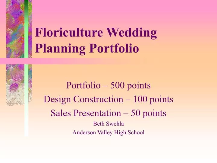 floriculture wedding planning portfolio